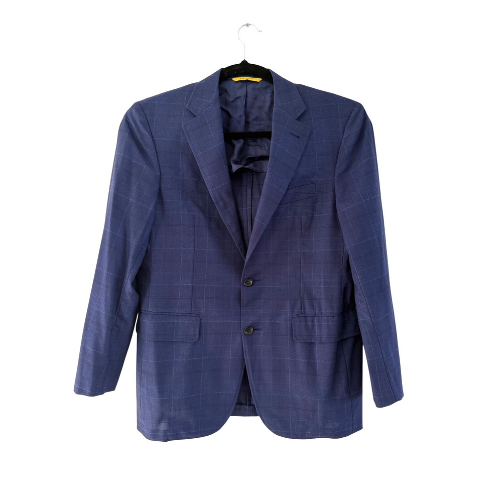 Canali Kei Blue Windowpane Wool Travel Blazer Suit Jacket Made in Italy 34 50 R